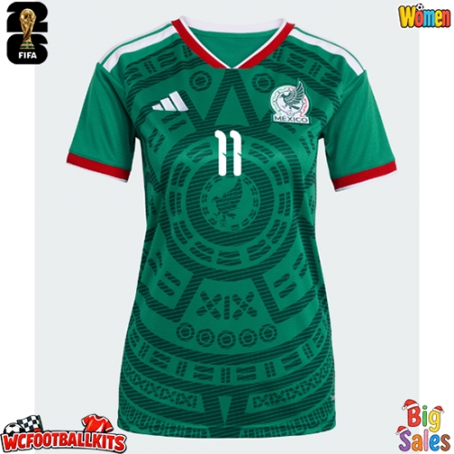 Mexico Santiago Gimenez #11 Replica Home Stadium Shirt for Women World Cup 2026 Short Sleeve